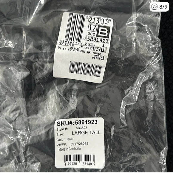 Lands End Black Cotton Tunic Sweater Large Tall - Picture 6 of 6